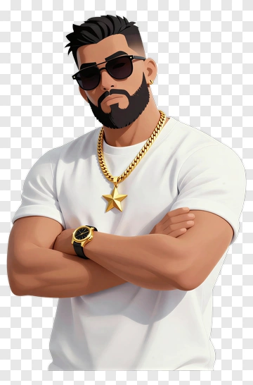 Bearded Man In Sunglasses And Gold Chain PNG
