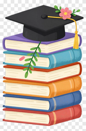 Graduation Cap On Stack Of Books PNG