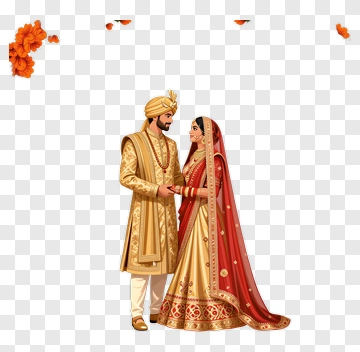 Indian Wedding Couple In Traditional Attire PNG