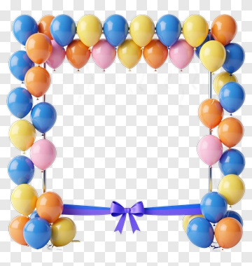 Balloon Frame With Ribbon PNG