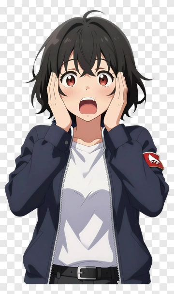 Anime Girl With Surprised Expression PNG