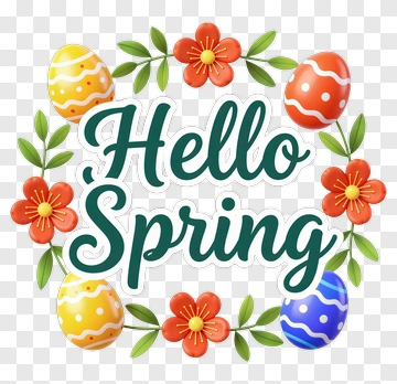 Hello Spring Easter Decoration PNG