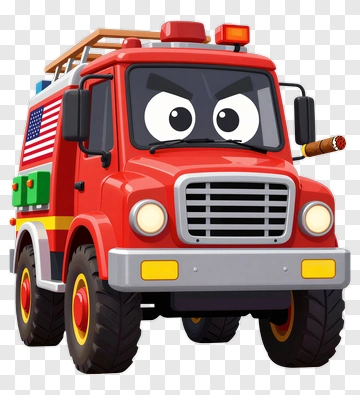 Red Fire Truck With Cigar PNG