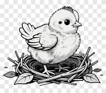 Adorable Chick In Nest PNG