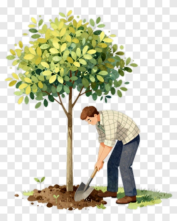 Man Planting Tree PNG