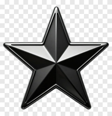 Black Star With Silver Accents PNG