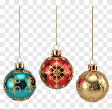 Three Festive Christmas Ornaments PNG