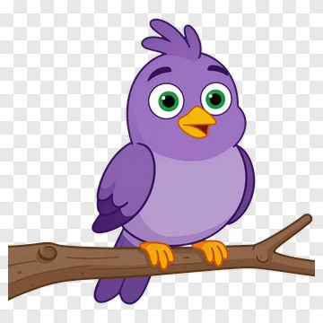 Cute Purple Cartoon Bird PNG