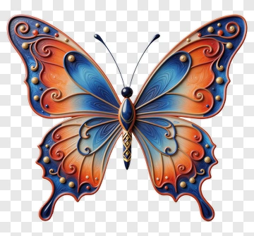 Ornate Butterfly Wall Decor PNG