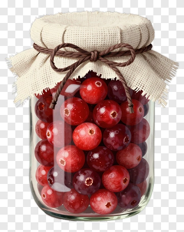 Cranberries In Glass Jar PNG
