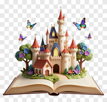 Castle In Book With Butterflies PNG