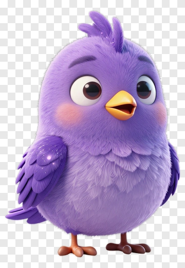 Cute Purple Bird Character PNG