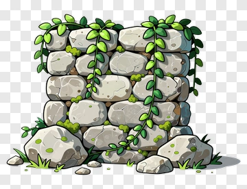 Stone Wall Covered In Vines PNG