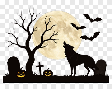 Wolf Howling Under Full Moon PNG