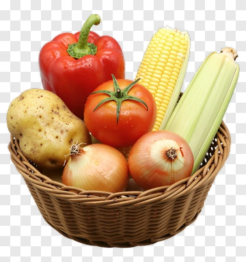 Fresh Vegetables In Wicker Basket PNG