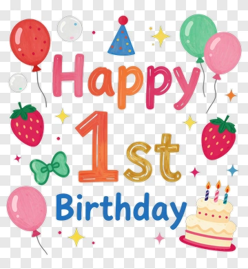 Happy 1st Birthday Celebration PNG