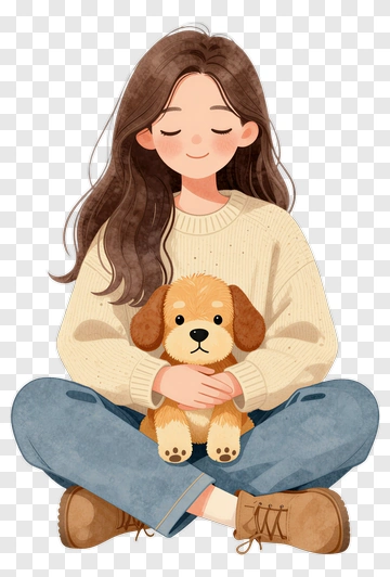 Girl Holding A Puppy PNG