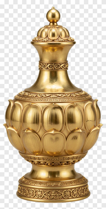 Golden Lotus Vase Ornament PNG