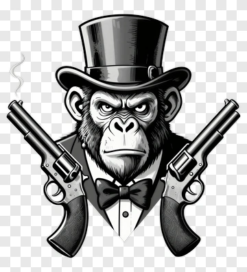 Gangster Monkey With Revolvers PNG