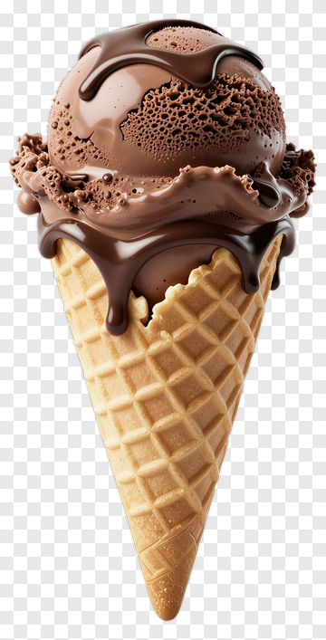 Chocolate Ice Cream In Waffle Cone PNG