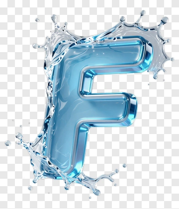 3D Letter F With Water Splash PNG