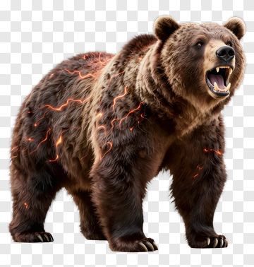 Fierce Bear With Electric Fire PNG