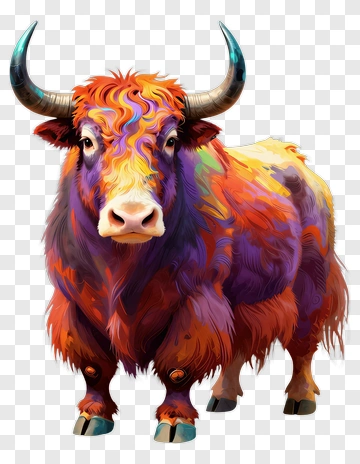 Colorful Yak PNG