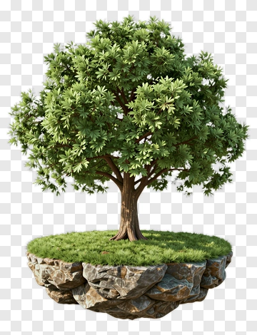 Floating Tree On Rocky Island PNG