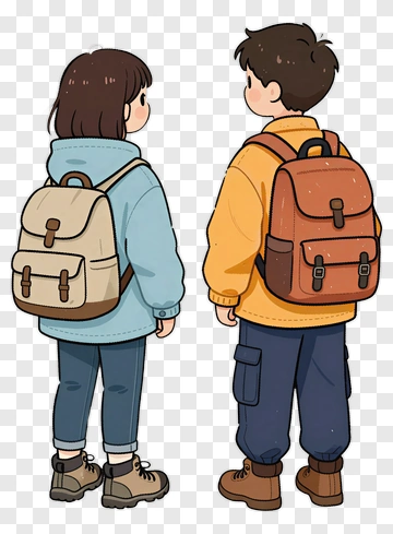 Two Hikers With Backpacks PNG