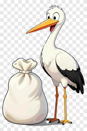 Cartoon Stork With Bag PNG