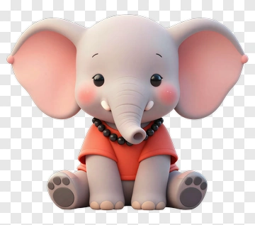 Cute Cartoon Elephant Wearing Orange Shirt PNG