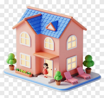 Pink House With Doll PNG