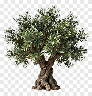 Olive Tree With Thick Bark And Lush Foliage PNG