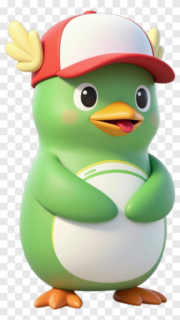 Cute Green Penguin Cartoon Character PNG