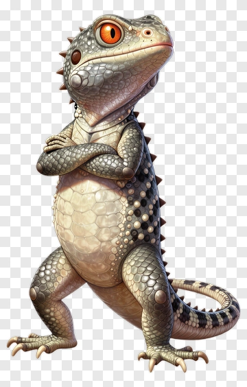 Cartoon Lizard With Orange Eyes PNG
