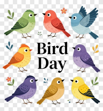 Bird Day With Colorful Birds PNG