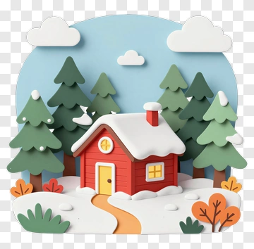 Red House In Winter Forest PNG