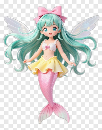Anime Mermaid Fairy With Wings PNG
