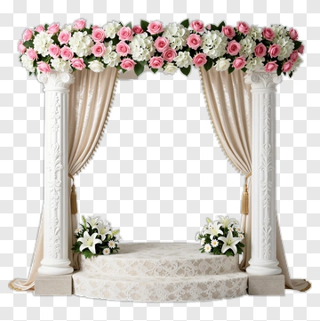 Elegant Wedding Flower Arch With Columns PNG