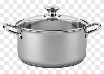 Stainless Steel Pot With Glass Lid PNG