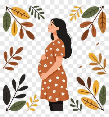 Pregnant Woman In Flower Dress PNG