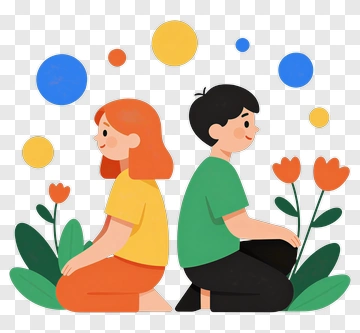 Girl And Boy Sitting Together PNG