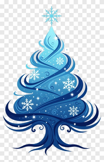 Blue Christmas Tree With Snowflakes PNG