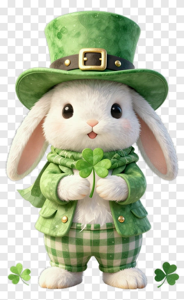 Cute Rabbit In St Patrick's Day Outfit PNG