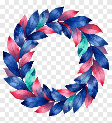 Watercolor Leaf Wreath PNG