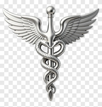 Silver Caduceus Medical Symbol PNG