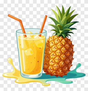 Pineapple Juice With Straw PNG