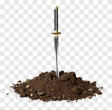 Sword In Earth With Sprouts PNG