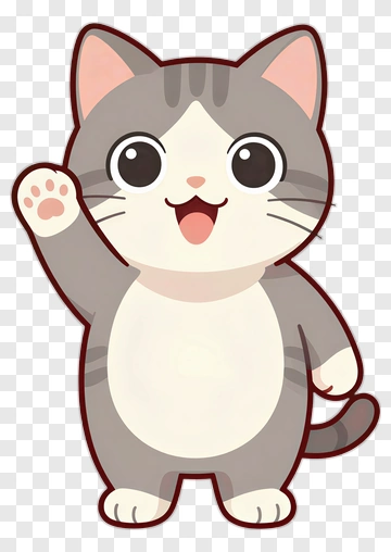 Cute Cartoon Cat Waving PNG