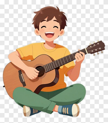 Boy Playing Guitar PNG
